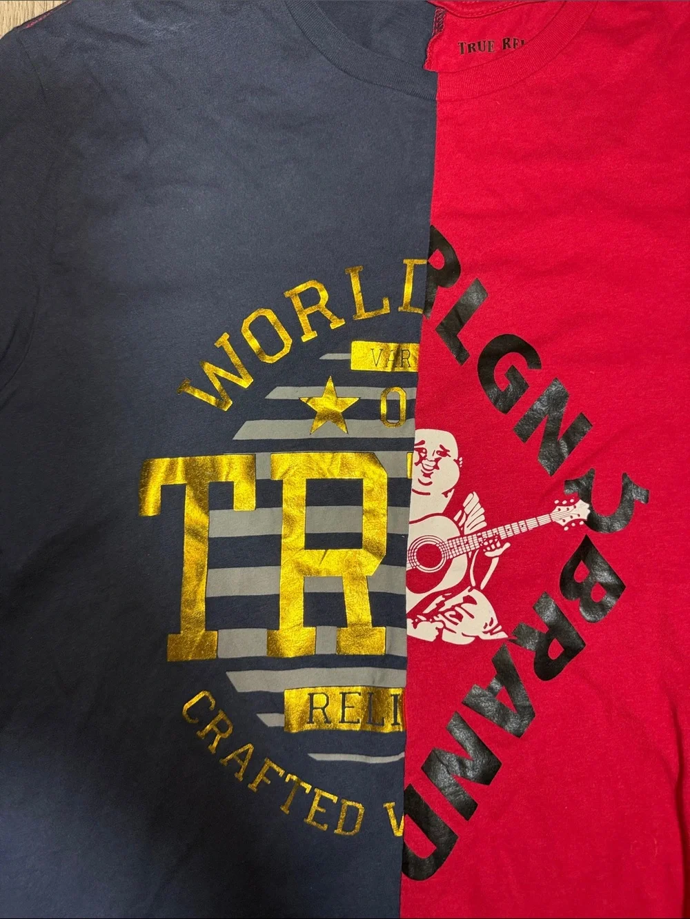 True Religion World Tour Colorblock T-shirt Size Large